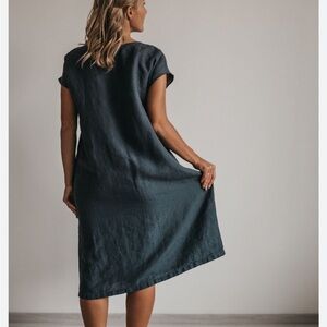 Part Two Kegan Copenhagen Crinkle Sweden Pleat Button Short Sleeve Dress Cotton